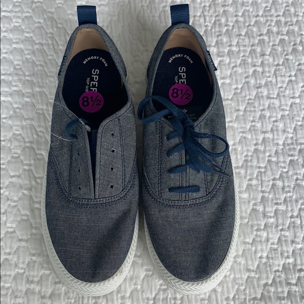 NWT Sperry Top-Sider Navy Canvas Sneakers Sz 8 1/2